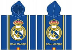 FotbalFans Pončo Real Madrid FC s kapucí, modré, bavlna, 55x110 cm