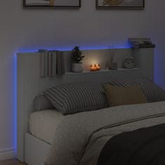 Petromila Čelo postele s úložným prostorem a LED bílé 160x16,5x103,5 cm