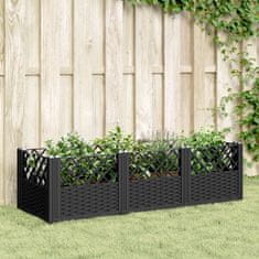 Vidaxl Zahradní truhlík s kolíky černý 123,5 x 43,5 x 43,5 cm PP