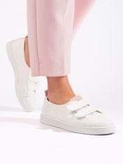 Amiatex Klasické dámské bílé tenisky bez podpatku + Ponožky Gatta Calzino Strech, bílé, 39