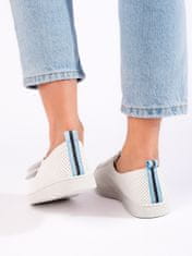 Amiatex Pohodlné dámské bílé tenisky bez podpatku + Ponožky Gatta Calzino Strech, bílé, 37
