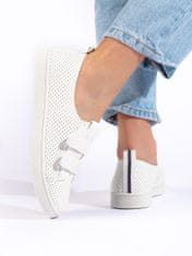 Amiatex Komfortní tenisky dámské bílé bez podpatku + Ponožky Gatta Calzino Strech, bílé, 37