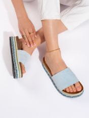 Amiatex Krásné modré nazouváky dámské bez podpatku + Ponožky Gatta Calzino Strech, odstíny modré, 38