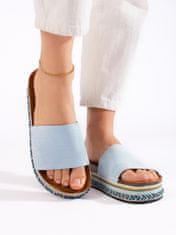 Amiatex Krásné modré nazouváky dámské bez podpatku + Ponožky Gatta Calzino Strech, odstíny modré, 38