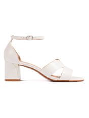 Amiatex Krásné bílé sandály dámské na širokém podpatku, bílé, 41