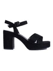 Amiatex Praktické černé dámské sandály na širokém podpatku, černé, 40