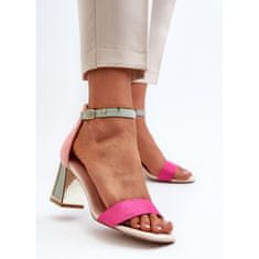Semišové sandály na jehlovém podpatku fuchsiové barvy velikost 40