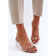 Elegantní sandály na podpatku s ozdobami velikost 41