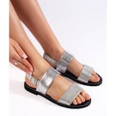 Dámské stříbrné ploché sandály velikost 41