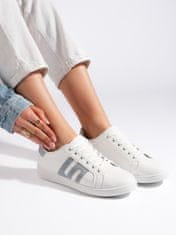 Amiatex Designové bílé dámské tenisky bez podpatku + Ponožky Gatta Calzino Strech, bílé, 36
