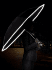 Skládací Automatický Deštník s ANTI-UV ochranou, Reflexním Pruhem a Pouzdrem, Černý