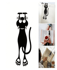 Camerazar Záložka do knihy s motivem černé kočky, plastová, 12,3x4,8 cm