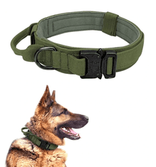 Taktický obojek pro psy XL, nylon, 50-62 cm x 3,8 cm, s rychloupínací přezkou a ovládací rukojetí