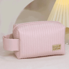 Camerazar Elegantní Růžová Kosmetická Taška z Ekokůže s Přihrádkami a Uchem, 18x12.5x7.5 cm