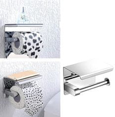 Camerazar Samolepicí držák toaletního papíru Loft WC, stříbrný, nerezová ocel, 13.5x10x10.5 cm