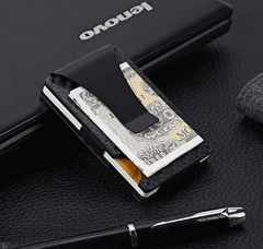 Camerazar Pánské kovové peněženkové pouzdro na karty s RFID ochranou, černé, karbonová vlákna, 5.4x8.6 cm