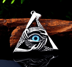 Camerazar Pánský náhrdelník se severským amuletem oko, stříbrná chirurgická ocel, délka 60 cm