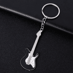 Camerazar Rockový přívěsek na klíče ve tvaru kytary, zinková slitina, 7x2,5 cm