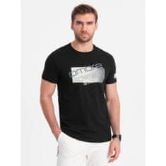 OMBRE Pánské bavlněné tričko s logem V2 OM-TSPT-0139 černé MDN125225 L