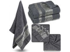 sarcia.eu Šedý bavlněný ručník s ozdobnou výšivkou, osuška, egyptský vzor 70x135 cm 2