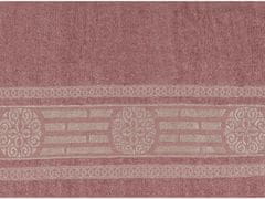 sarcia.eu Růžový bavlněný ručník se zlatou výšivkou, listy osušky 70x135 cm 1