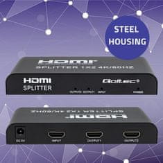 Qoltec Aktivní splitter 2 x HDMI 4K x 2K | 6Gbps | 60Hz | Vysoká stabilita
