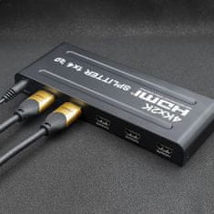Qoltec Aktivní rozbočovač 4 x HDMI 4K x 2K | 3,4 Gb/s | Vysoká stabilita