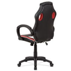 Autronic Kancelářská židle, červená-černá-bílá ekokůže+MESH, houpací mech.