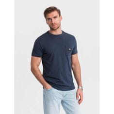 OMBRE Pánské volnočasové tričko s kapsou s nášivkou V10 OM-TSCT-0109 tmavě modré MDN125247 XXL