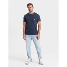 OMBRE Pánské volnočasové tričko s kapsou s nášivkou V10 OM-TSCT-0109 tmavě modré MDN125247 XXL