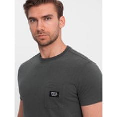OMBRE Pánské volnočasové tričko s kapsou s nášivkou V11 OM-TSCT-0109 grafitové MDN125248 L