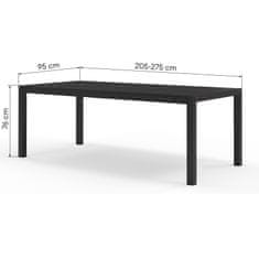 Lectus Rozkládací zahradní stůl ORRIOS 205/275 cm černý