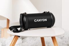 Canyon bezdrátový reproduktor, BT V5.0, Jieli AC6925B, FM, 3.5mm AUX, 8,5W 1500mAh baterie, cerná