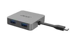 Acer 4in1 Type C dongle: 1x HDMI (až 4K@30Hz), 2x USB3.2 (5Gbps Data Transfer), 1x USB-C (Power Delivery max. 100W)