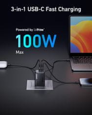 Anker Síťová nabíječka 100W, Prime GaN (3 zásuvky), USB-C x2 / USB-A