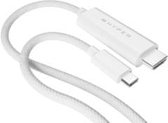 Hyper kabel USB-C- HDMI, 4K, 2.5m, bílá