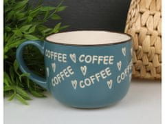 sarcia.eu Tyrkysový hrnek s nápisy coffee, keramický hrnek 530 ml 