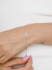 Klenoty Amber Luxusní stříbrný náramek křížek nekonečno se zirkony