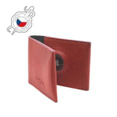 FIXED Kožená peněženka Wallet for AirTag z pravé hovězí kůže, červená