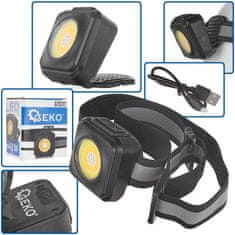 Keltin Čelovka reflektorová LED COB 3W, 500mAh, s nastavitelnou hlavou, USB nabíjení, nárazuvzdorná G15117