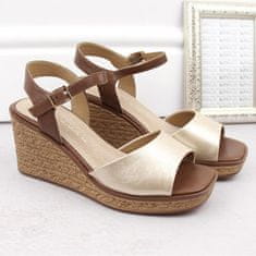 Sergio Leone SK229 dámské zlaté sandály na podpatku velikost 40