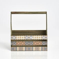 Zeller Dřevěná bedýnka s uchem, dekor mozaika 31x19x32cm
