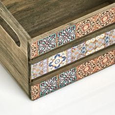 Zeller Dřevěná bedýnka dekor mozaika 24x16x13,5cm