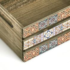 Zeller Dřevěná bedýnka dekor mozaika 32x22x13,5cm