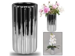 sarcia.eu Stříbrná keramická váza na květiny 10x10x19cm 