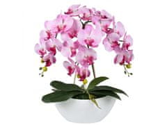 sarcia.eu Umělá orchidejová orchidej v květináči, růžová a bílá, realistická, 3 výhonky 53 cm 