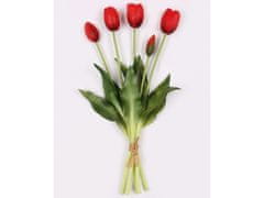 sarcia.eu Silikonové tulipány, červené, živé, kytice 5 ks 