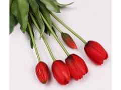 sarcia.eu Silikonové tulipány, červené, živé, kytice 5 ks 