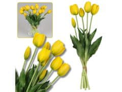 sarcia.eu Silikonové tulipány, žluté, živé, kytice 5 ks 