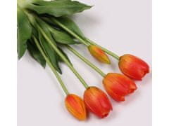 sarcia.eu Silikonové tulipány, oranžové, živé, kytice 5 ks 